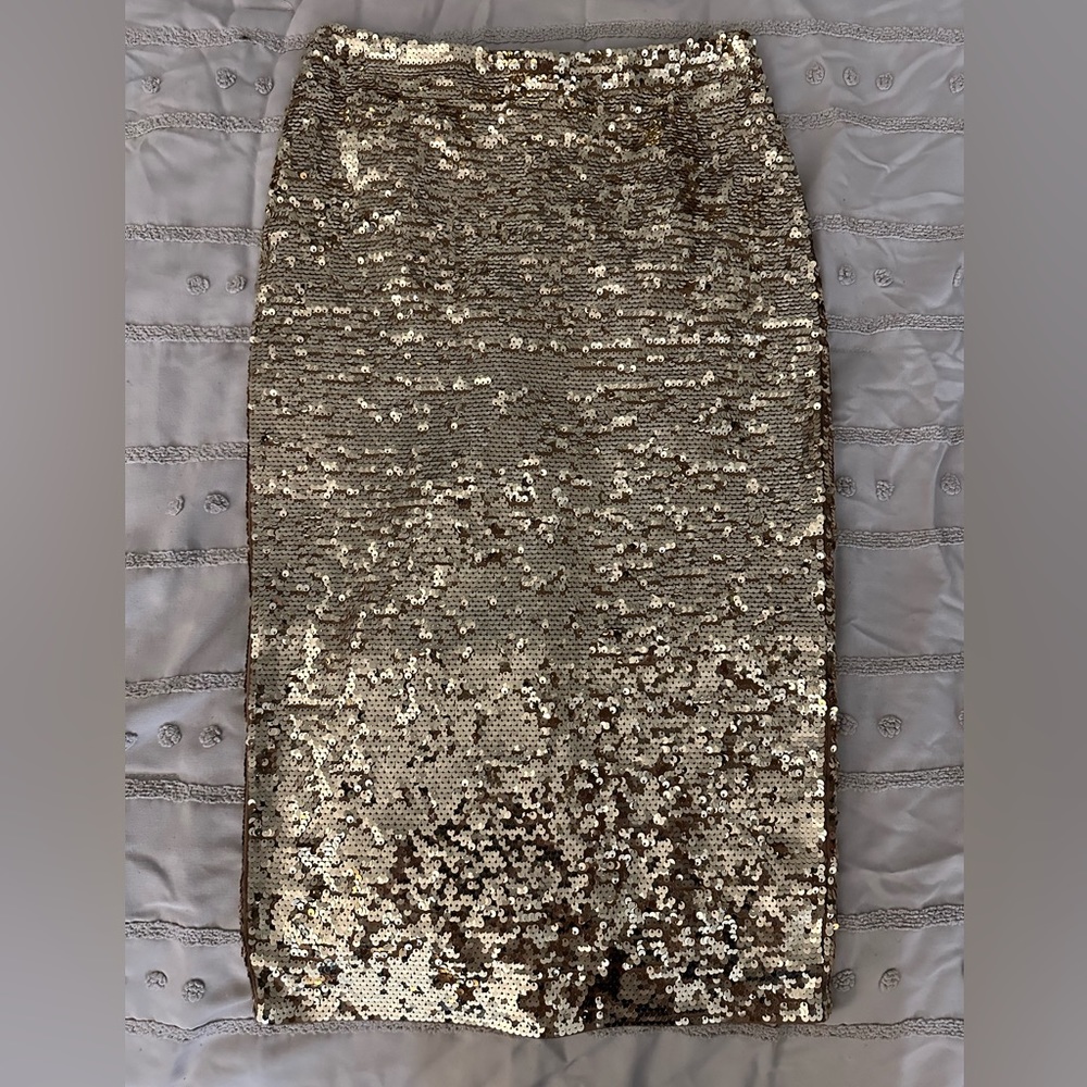 Gold sequined pencil skirt